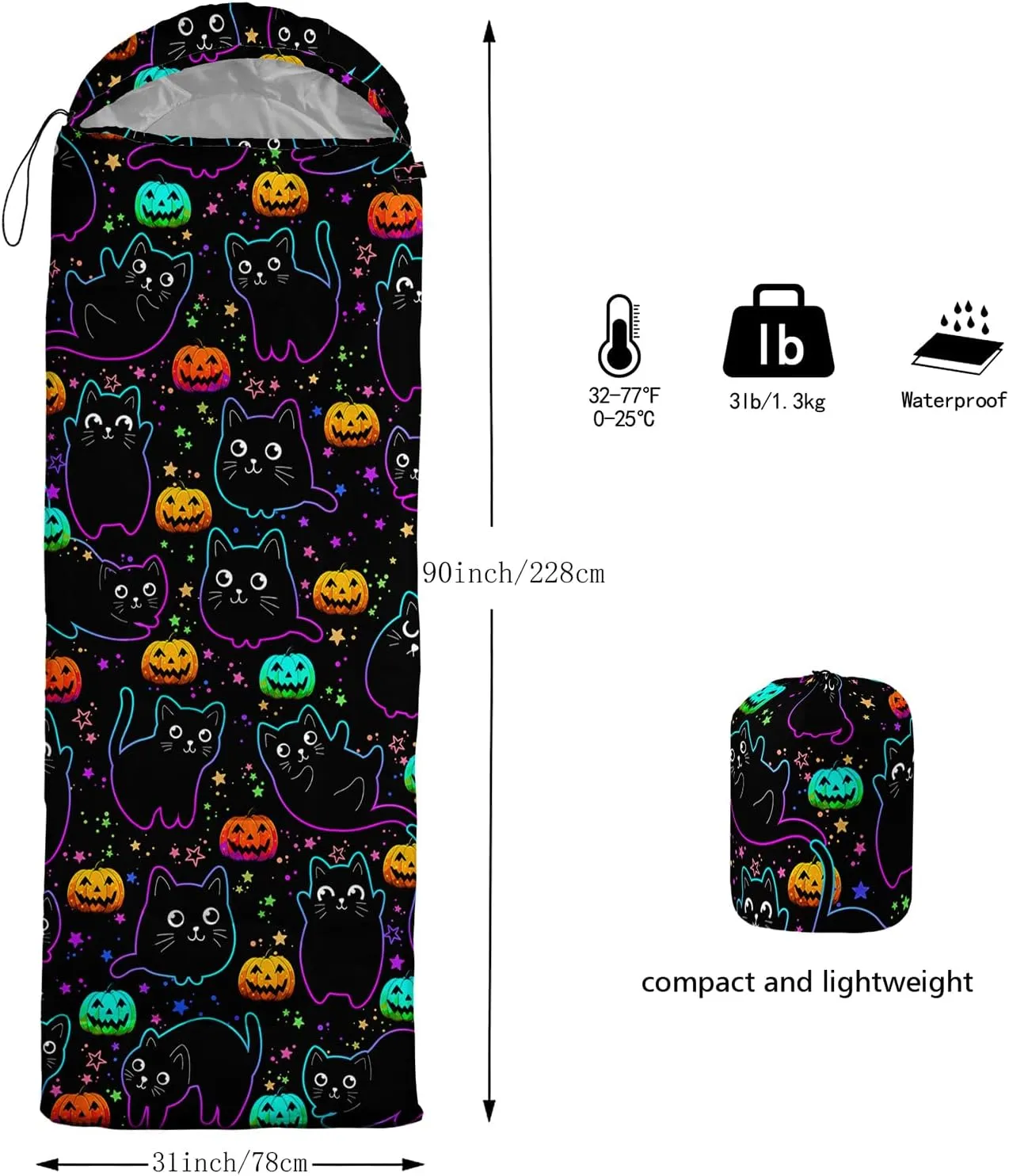 HOSIMA Dear Hunting Pattern Cold Weather Sleeping Bags for Adults,Black Light Weight Sleeping Bags for Kids Adults,WaterProof Sleeping Bags for Outdoors Hiking.