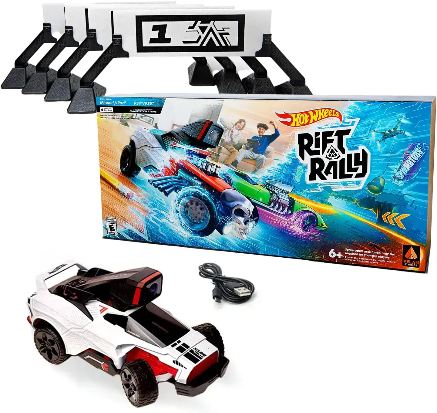 Hot Wheels Rift Rally - Mixed Reality Driving Game - 140  Legendary Hot Wheels - Multiple Game Modes - Customizable In-home Track - For PS 4/5, iPhone, iPad (Chameleon RC Supercar Standard Edition)