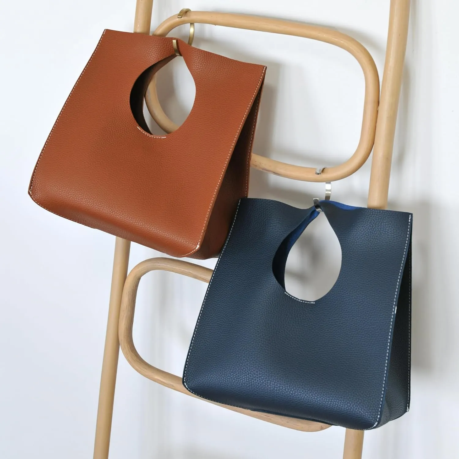 HOXIS Vintage Minimalist Style Soft Pu Leather Handbag Clutch Small Tote