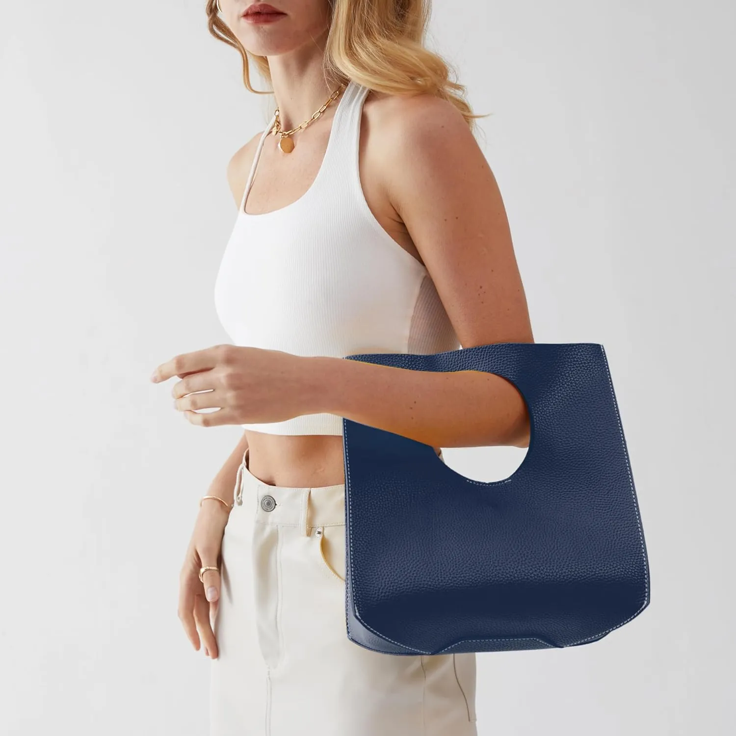 HOXIS Vintage Minimalist Style Soft Pu Leather Handbag Clutch Small Tote