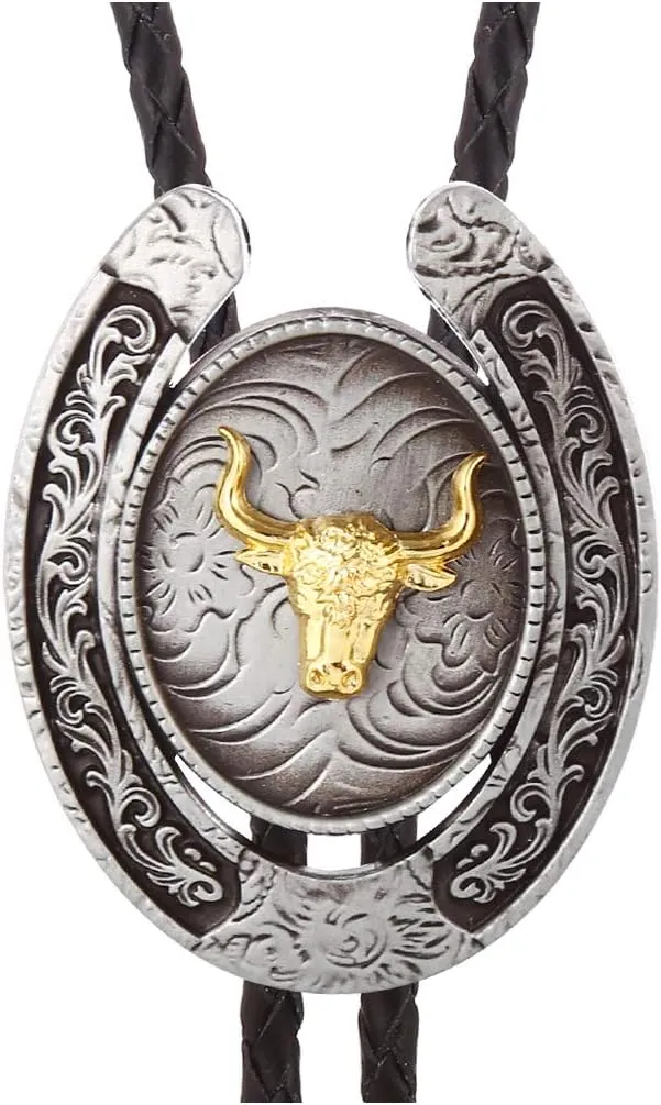 HUABOLA CALYN Bolo Tie for Men- Western Cowboy Native American Golden Horse Bolo Tie