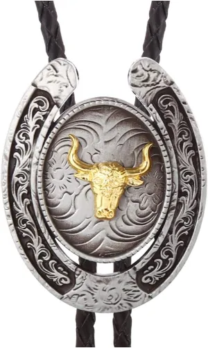 HUABOLA CALYN Bolo Tie for Men- Western Cowboy Native American Golden Horse Bolo Tie