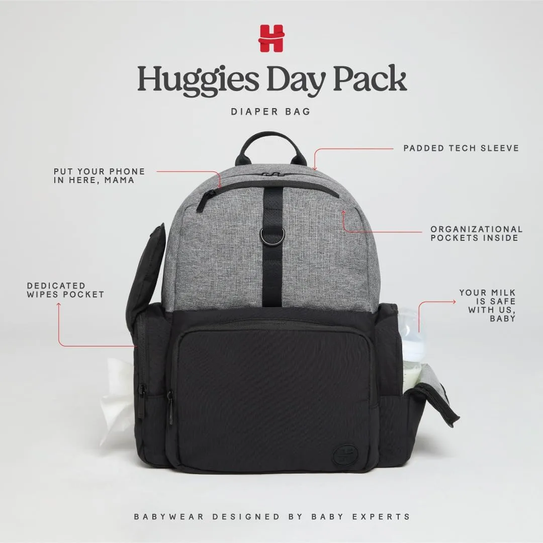 Huggies Day Pack Diaper Backpack, Black/Solid, One Size