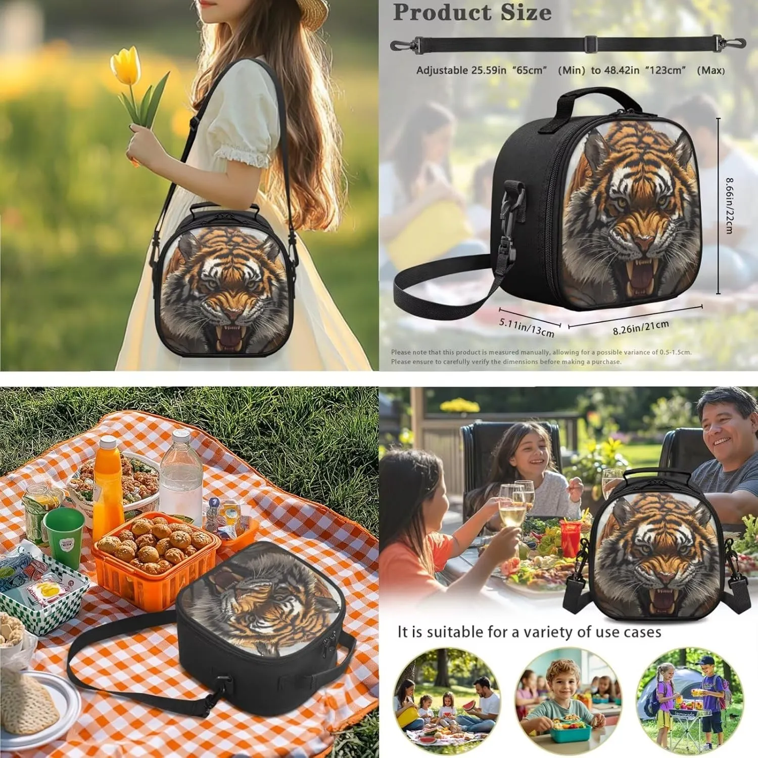 HUGS IDEA 3 Pieces 3D Tiger Backpack Set for Boys Cool Kids Backpack for Boys 8-12 Kids School Bookbag with Lunch Box Large Capacity School Bag Set for Elementary Students Kids 3 in 1