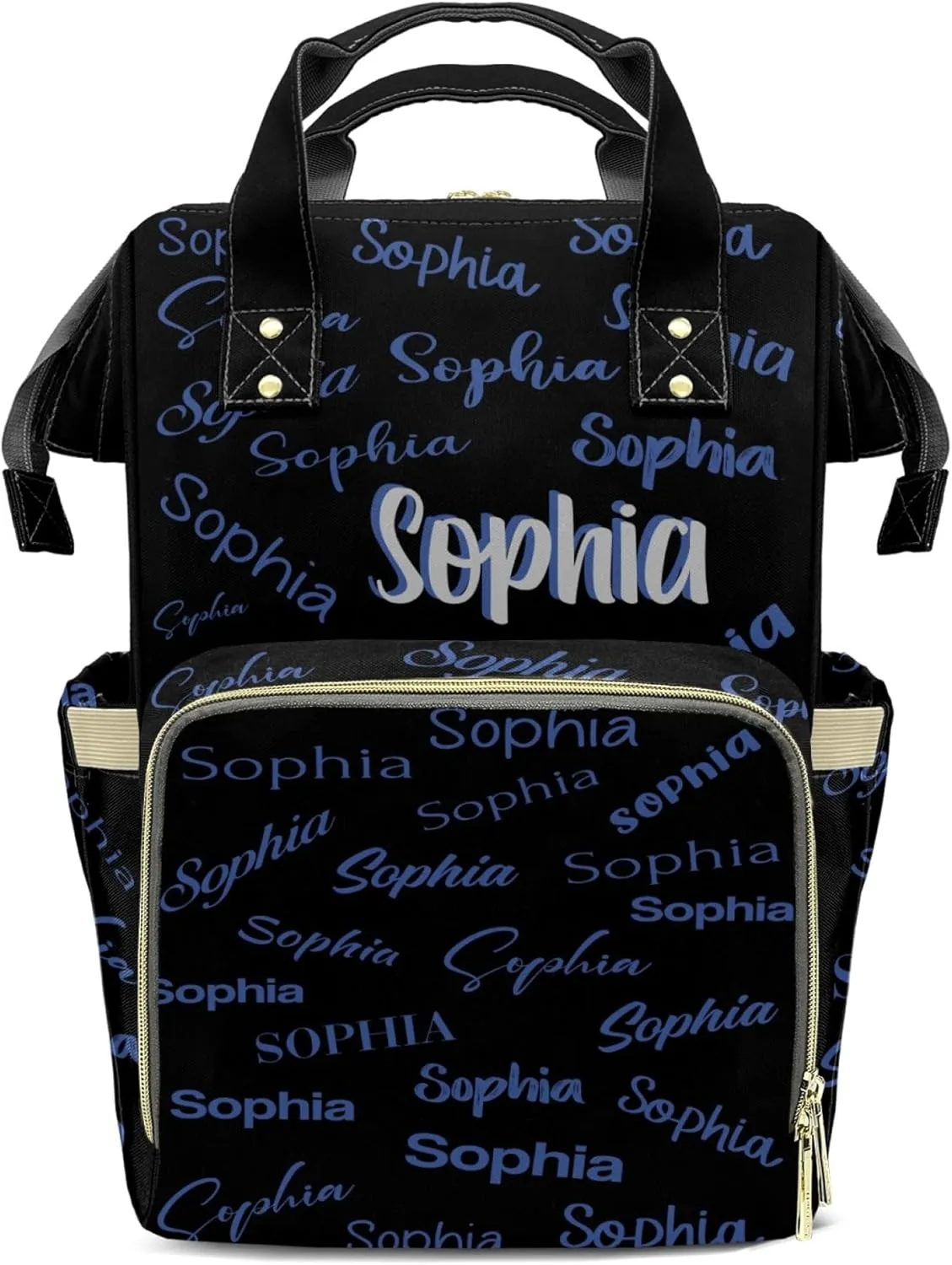 HUTARIO Custom Diaper Bag for Boy Girl Personalized Nylon Mommy Backpack with Name, Waterproof, Multifunctional