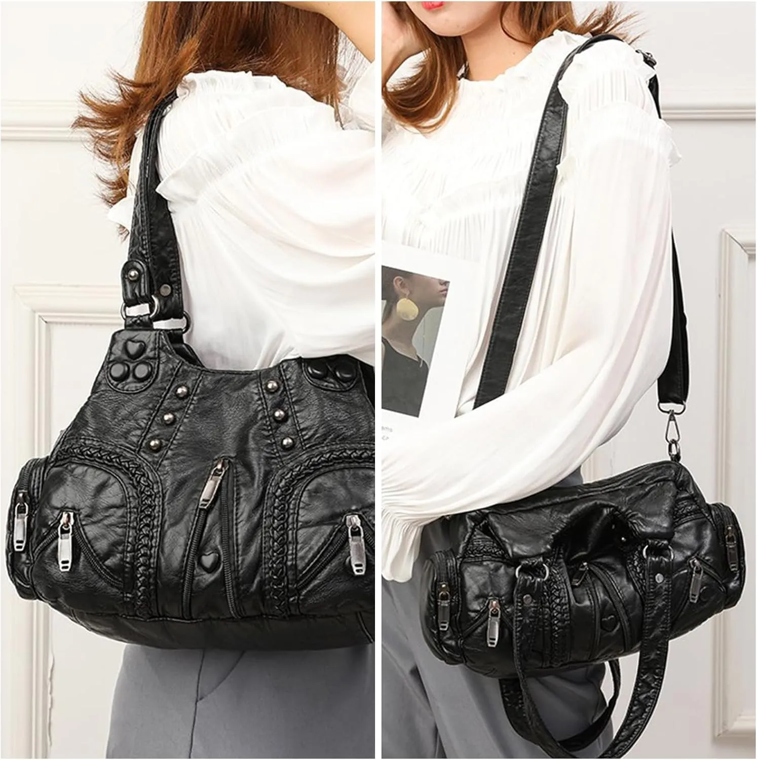 I IHAYNER Purses and Handbags for Women Hobo Tote Purse Soft PU Leather Satchel Shoulder Bag with Multi-Pocket
