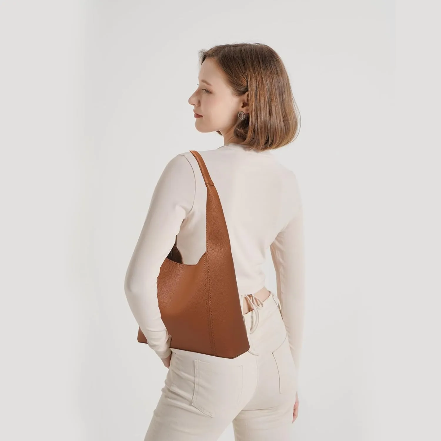 I IHAYNER Slouchy Hobo Bags for Women Soft Vegan Leather Designer Shoulder Purses Ladies Top Handle Handbag with Small Purse