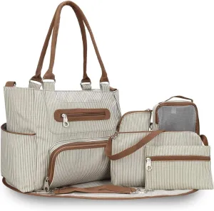 iMounTEK 8Pcs Diaper Bag Tote Set, Multifunctional Diaper Handbag, Large Travel Diaper Carry Bag with Multi Pocket