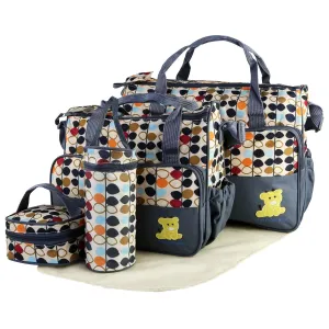 iMounTEK Diaper Bags Tote,5Pcs baby diaper Convertible Baby Bags with Changing Pad & Insulated Pockets for Mom, Multifunction Mommy bag Large Storage for Baby Nappy/Clothes