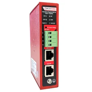 Industrial Grade 90 Watt POE to Selectable DC (5V, 9V, 12V, 24V) Converter w/ 802.3bt POE Pass Through, Gigabit Power POE   Splitter