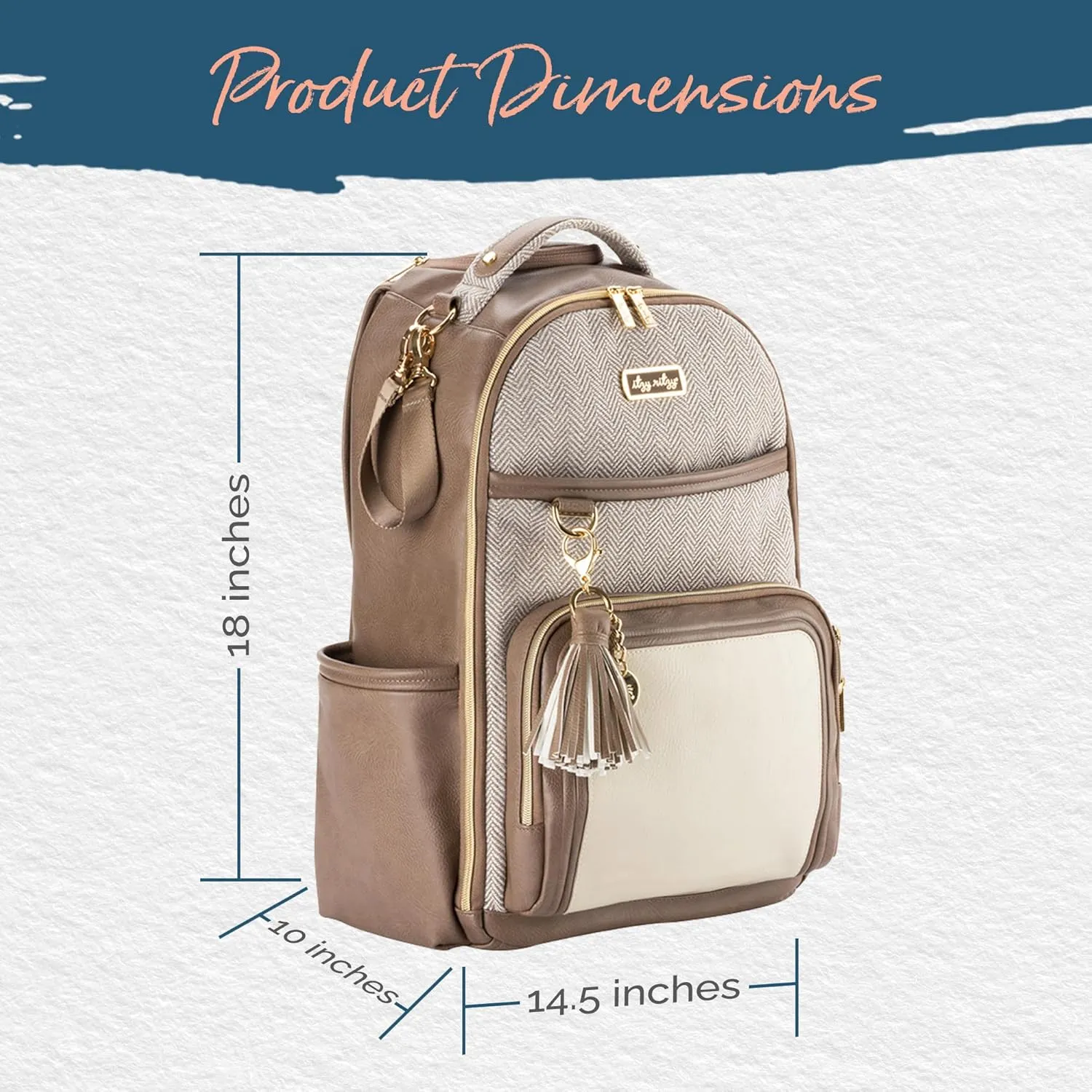 Itzy Ritzy Diaper Bag Backpack – Large Capacity Boss Plus Baby Backpack Diaper Bag Featuring 19 Pockets, Changing Pad, Stroller Clips, and Comfortable Backpack Straps, Vanilla Latte Boss Plus