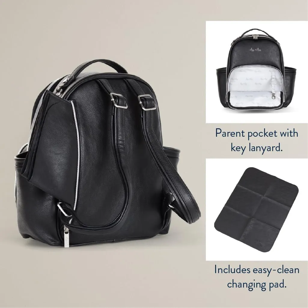 Itzy Ritzy Unisex Baby Mini Diaper Bag, Black with Silver Hardware-Plus