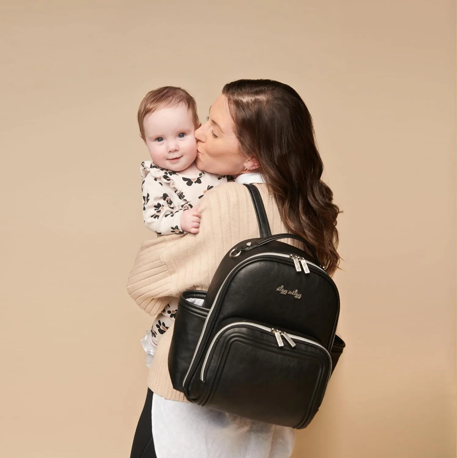 Itzy Ritzy Unisex Baby Mini Diaper Bag, Black with Silver Hardware-Plus