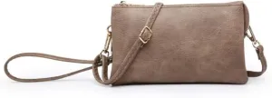 JEN & CO. Riley Vegan Leather Crossbody Bag for Women, Clay - Small Clutch or Purse, Wallet Bags, Wristlet & Strap