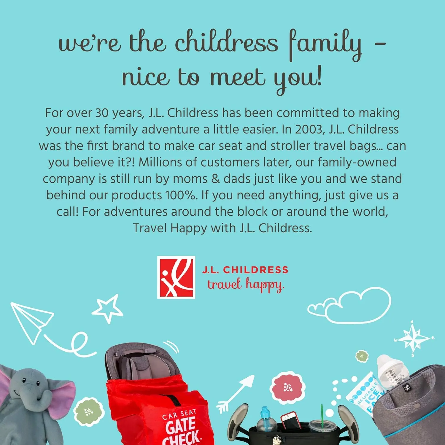 J.L. Childress Gate Check Bag for Single & Double Strollers - Stroller Bag for Airplane - Large Stroller Travel Bag for Airplane - Air Travel Stroller Bag