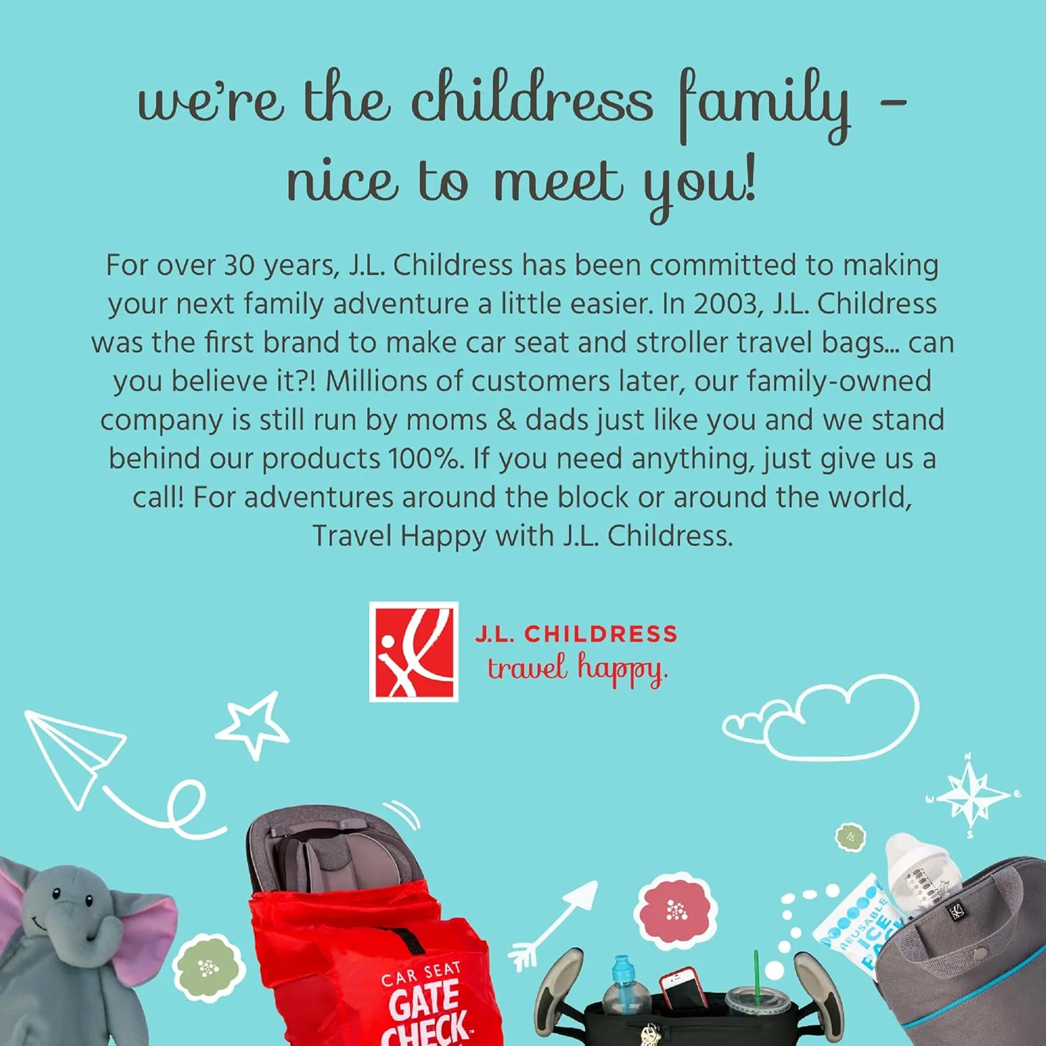 J.L. Childress Gate Check Bag for Single & Double Strollers - Stroller Bag for Airplane - Large Stroller Travel Bag for Airplane - Air Travel Stroller Bag