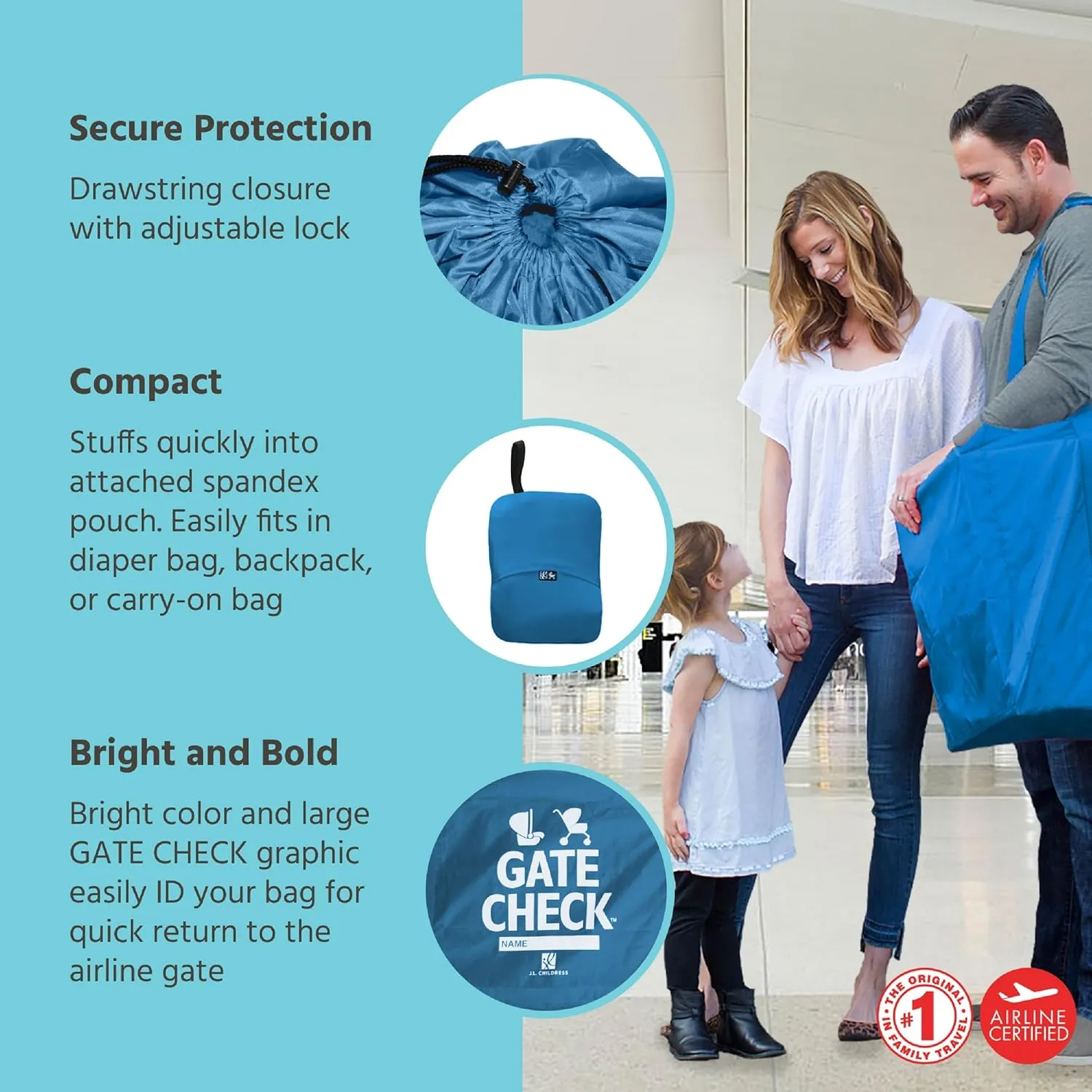 J.L. Childress Gate Check Bag for Single & Double Strollers - Stroller Bag for Airplane - Large Stroller Travel Bag for Airplane - Air Travel Stroller Bag