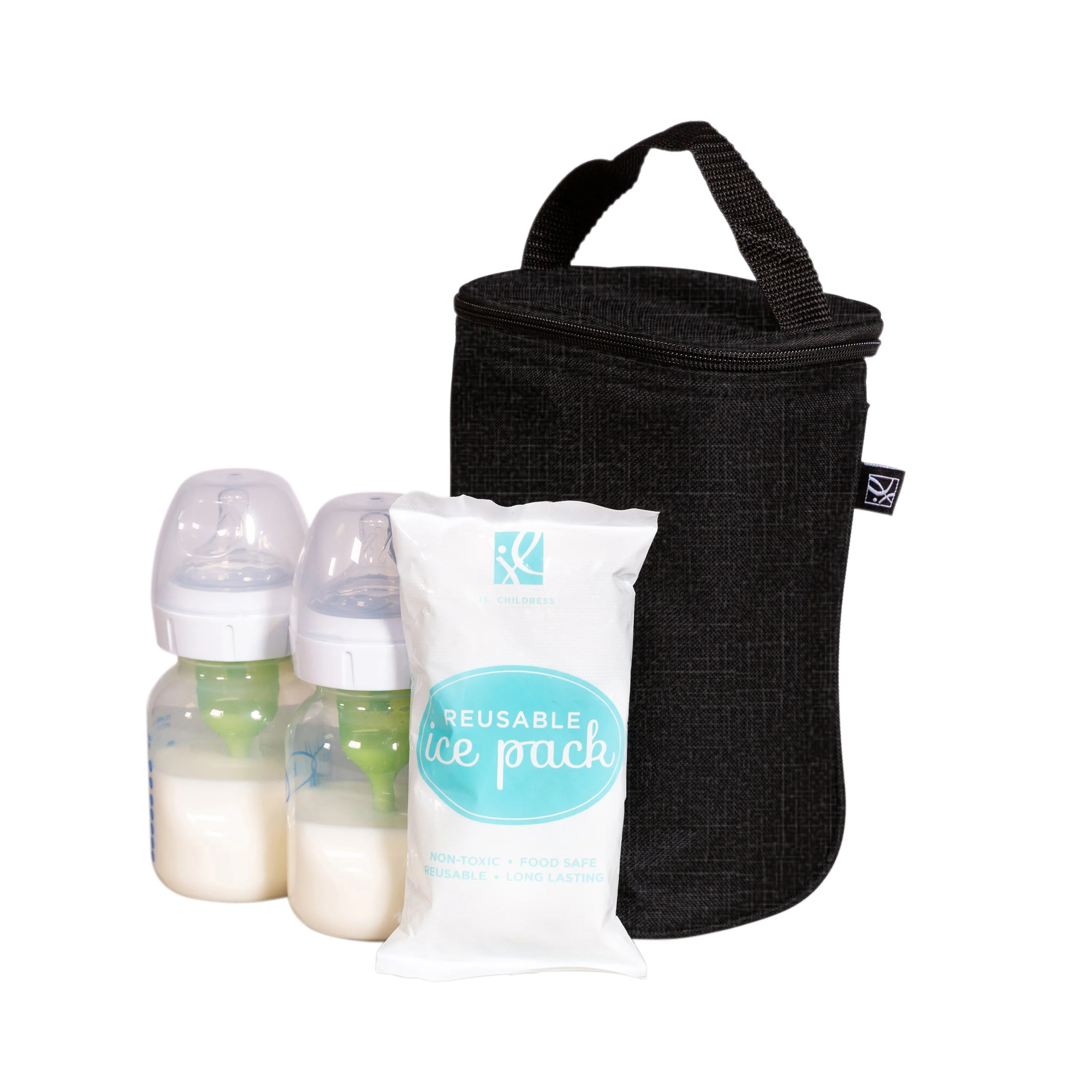 J.L Childress Tall Two cool, Breastmilk Cooler, Baby Bottle & Baby Food Bag, Insulated & Leak Proof, Ice Pack Included, Fits 2-4 Bottles