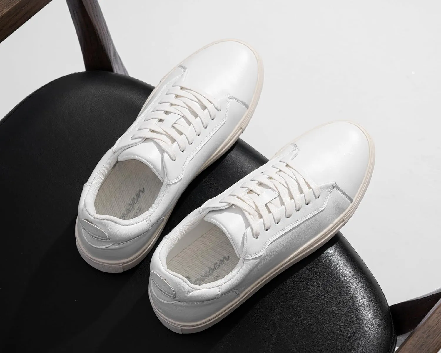 Jousen Men’s Fashion Sneakers Polished Leather Mens Dress Sneakers Stylish Retro Mens Business Casual Shoes