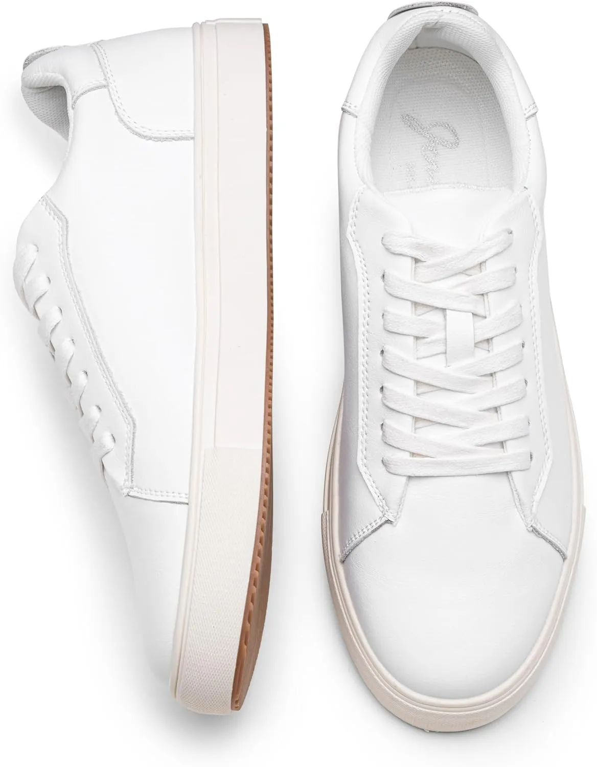 Jousen Men’s Fashion Sneakers Polished Leather Mens Dress Sneakers Stylish Retro Mens Business Casual Shoes