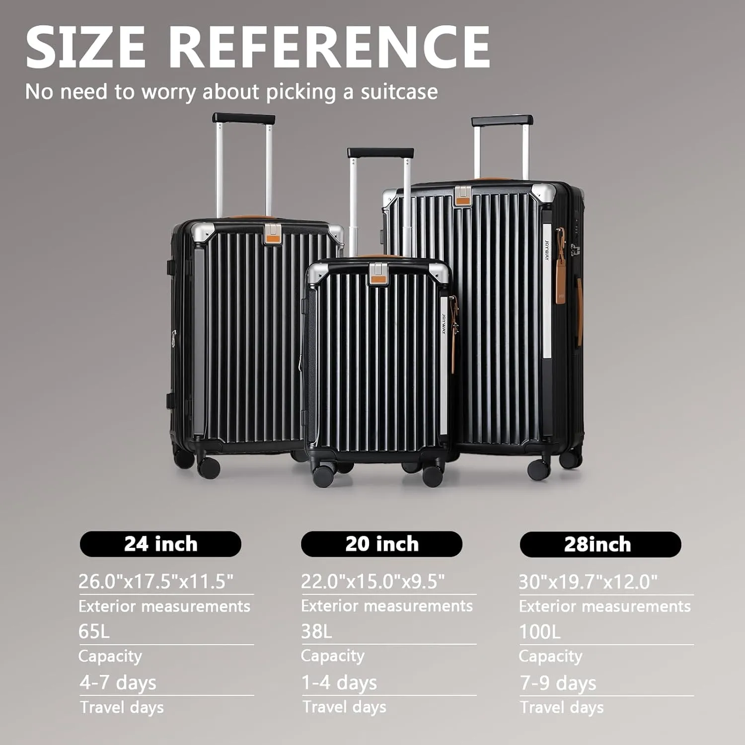 Joyway 28 Inch Luggage with Spinner Wheels, Hardside Large Suitcase with Cup Holder, Lightweight Carry On Checked with TSA Locks Black