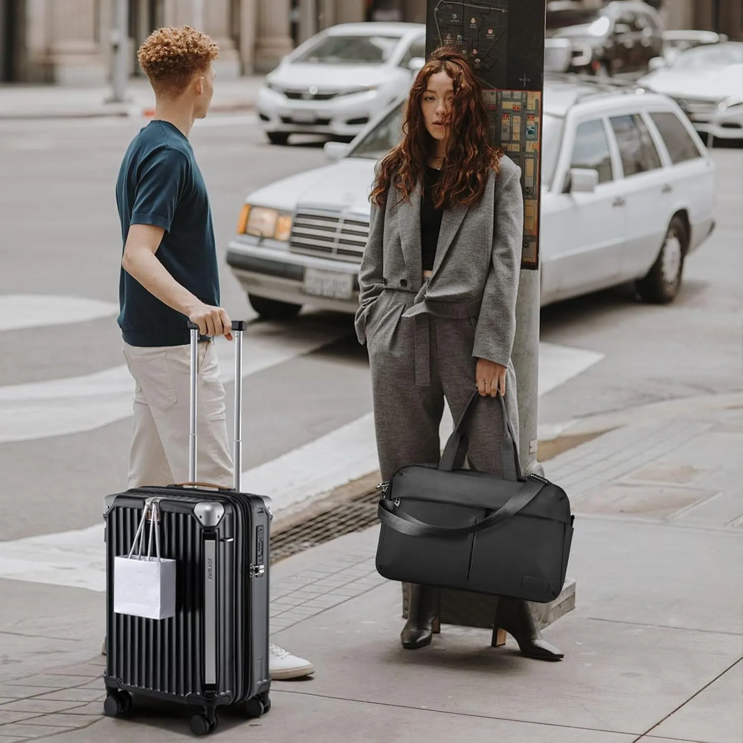 Joyway 28 Inch Luggage with Spinner Wheels, Hardside Large Suitcase with Cup Holder, Lightweight Carry On Checked with TSA Locks Black