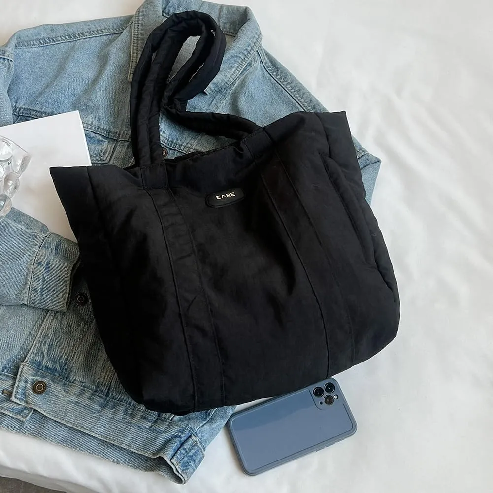 Juoxeepy Puffer Tote Bag Puffy Purse for Women Lightweight Nylon Shoulder Bag Padding Hobo Handbag