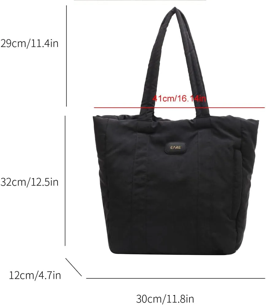 Juoxeepy Puffer Tote Bag Puffy Purse for Women Lightweight Nylon Shoulder Bag Padding Hobo Handbag