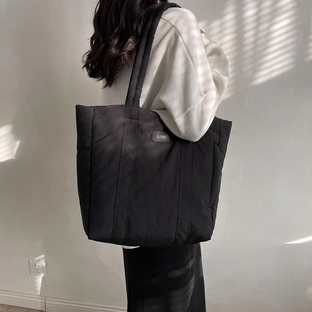 Juoxeepy Puffer Tote Bag Puffy Purse for Women Lightweight Nylon Shoulder Bag Padding Hobo Handbag