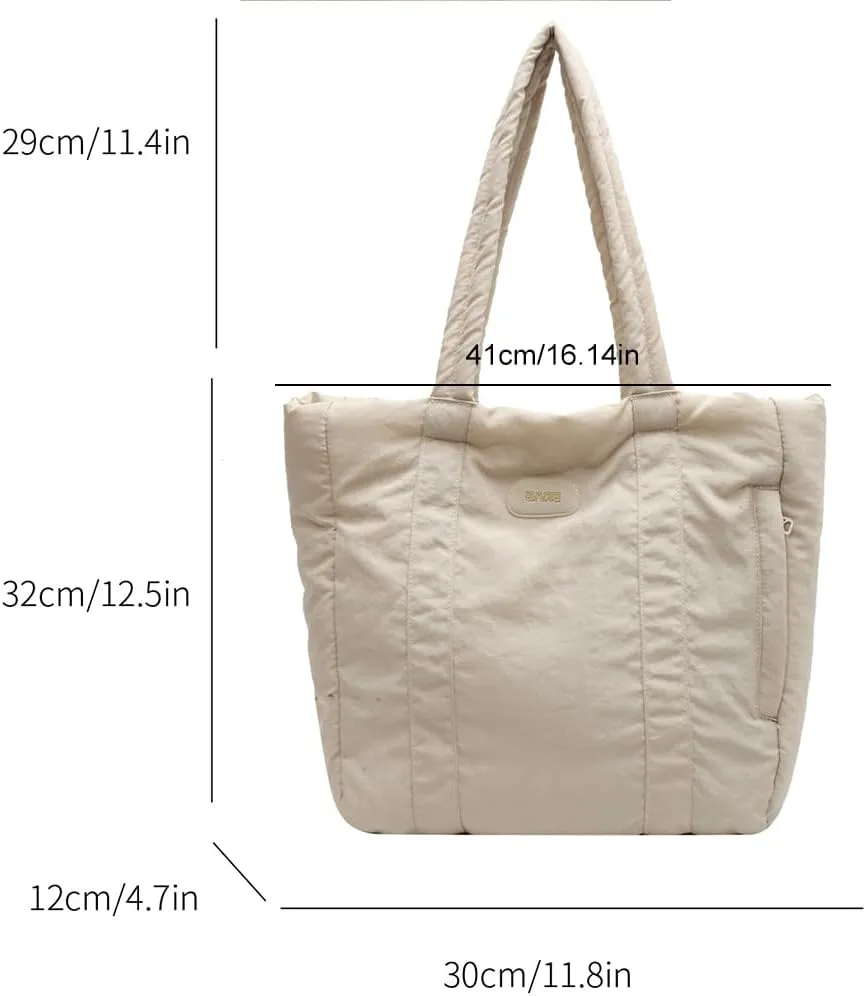 Juoxeepy Puffer Tote Bag Puffy Purse for Women Lightweight Nylon Shoulder Bag Padding Hobo Handbag