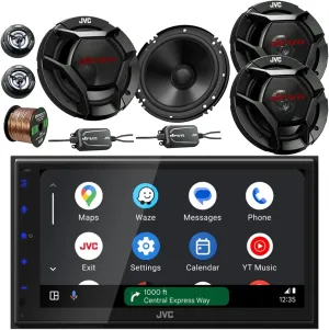 JVC KW-M690BW 6.8" Touchscreen WiFi Bluetooth USB/MP3 Stereo Multimedia Digital Receiver, 2X 6.5 360 Watt Max 2-Way Automotive Speakers, 2X 6.5 300 Watt 2-Way Car Audio Speakers w/Wire