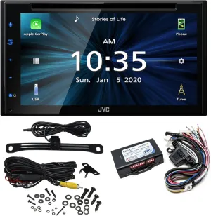 JVC KW-V660BT 6.8" Touchscreen Receiver Compatible with Apple CarPlay & Android Auto Bundled with Back Up Camera and Steering Wheel Interface
