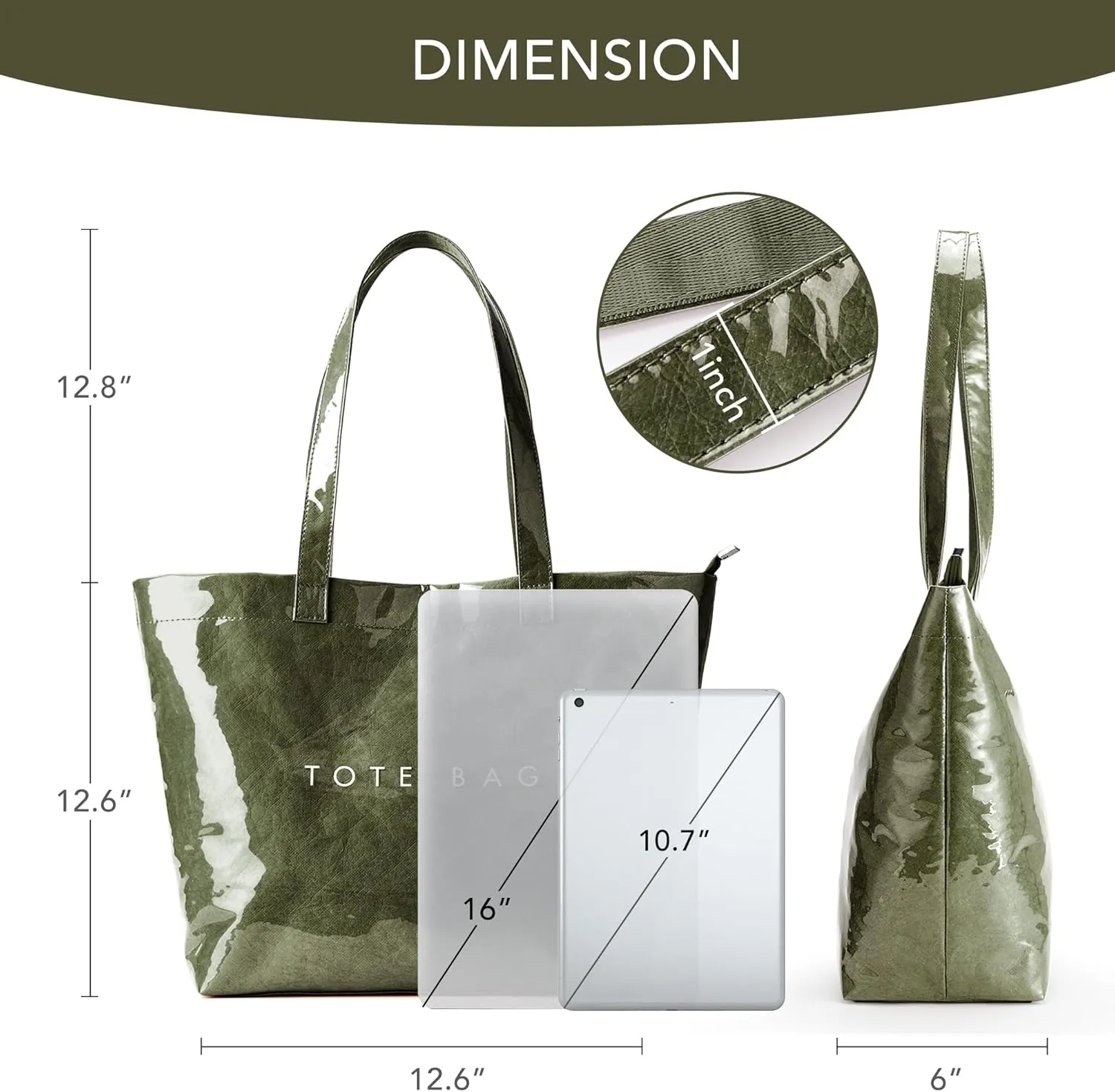 KALIDI Kraft Paper Tote Bag, Ultra Clear TPU Beach Bag Zipper Hobo Handbag Vintage Large Carry All Plastic Shoulder Bag