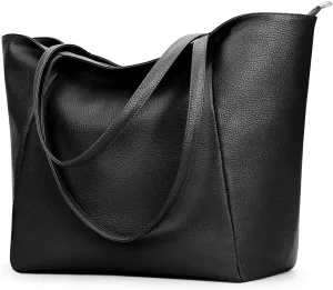 KALIDI Large Tote Bag Vegan Leather Casual Zipper Work Bag Weekender Hobo for Women 23L Oversize Shoulder Travel Purse