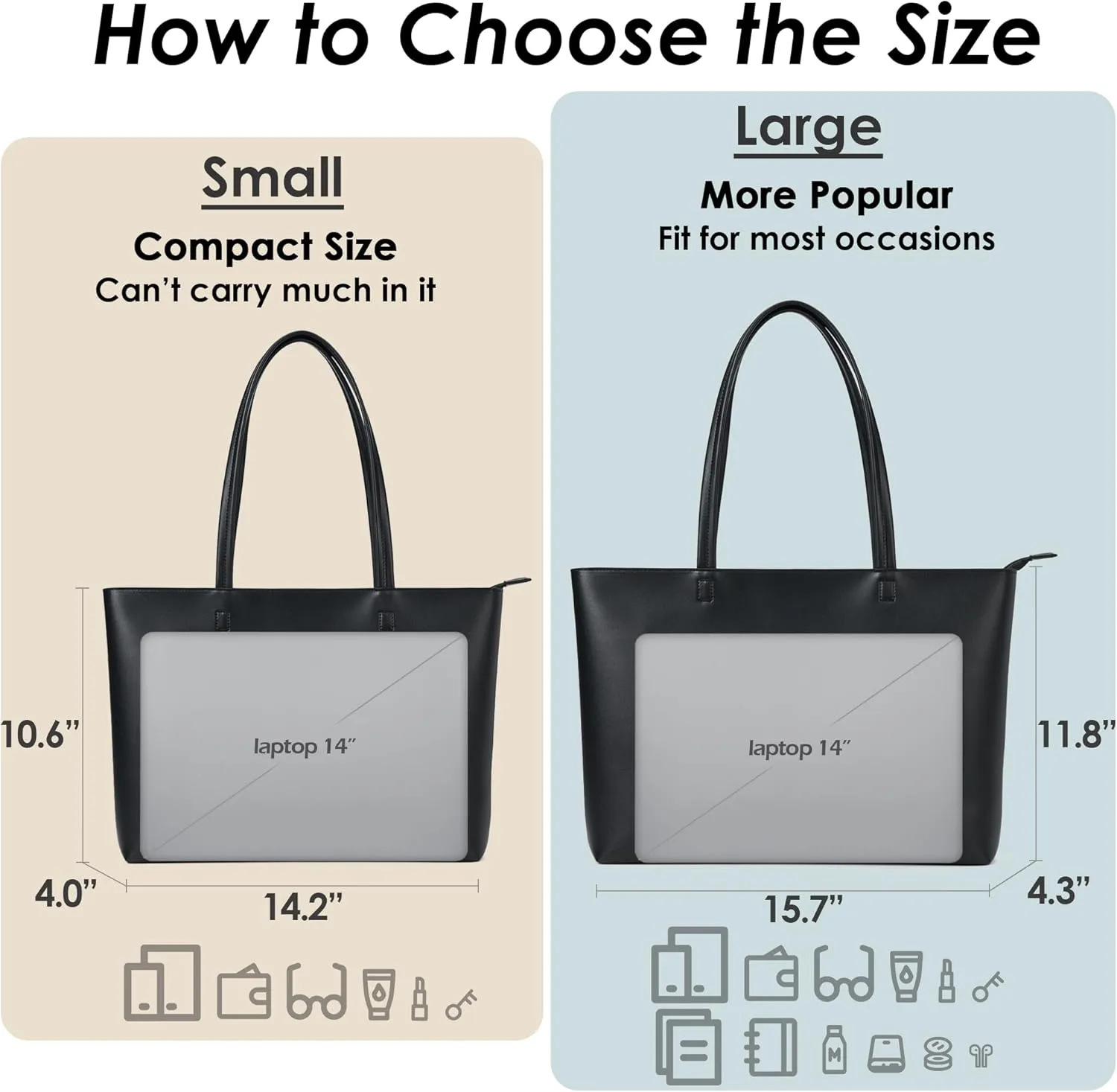 KALIDI Tote Bag Zipper Shoulder Bag Faux Leather Purses Satchel for Women Large Casual Handbag Work Dating College
