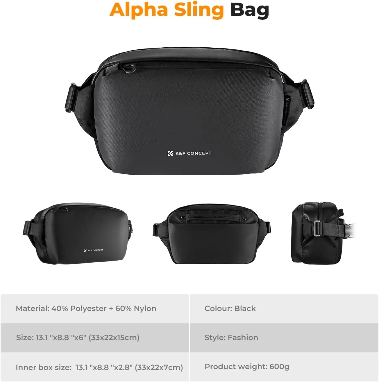 K&F Concept 2 in 1 Sling Bag Everyday Shoulder Bag & Multifunction Photography Crossbody Camera DSLR Backpack Portable Bag
