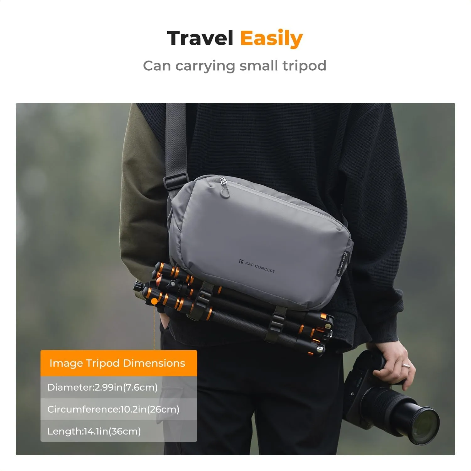 K&F Concept 2 in 1 Sling Bag Everyday Shoulder Bag & Multifunction Photography Crossbody Camera DSLR Backpack Portable Bag