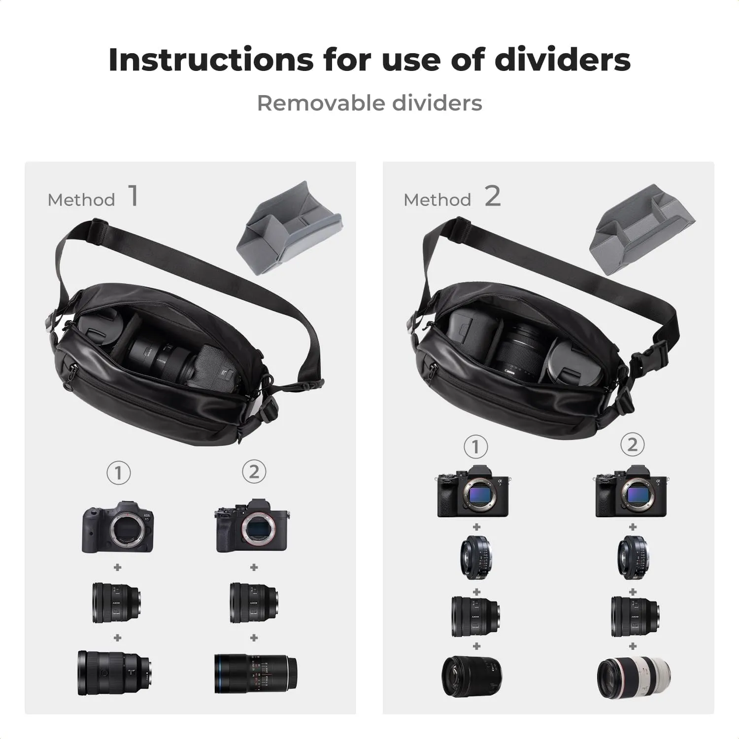 K&F Concept 2 in 1 Sling Bag Everyday Shoulder Bag & Multifunction Photography Crossbody Camera DSLR Backpack Portable Bag