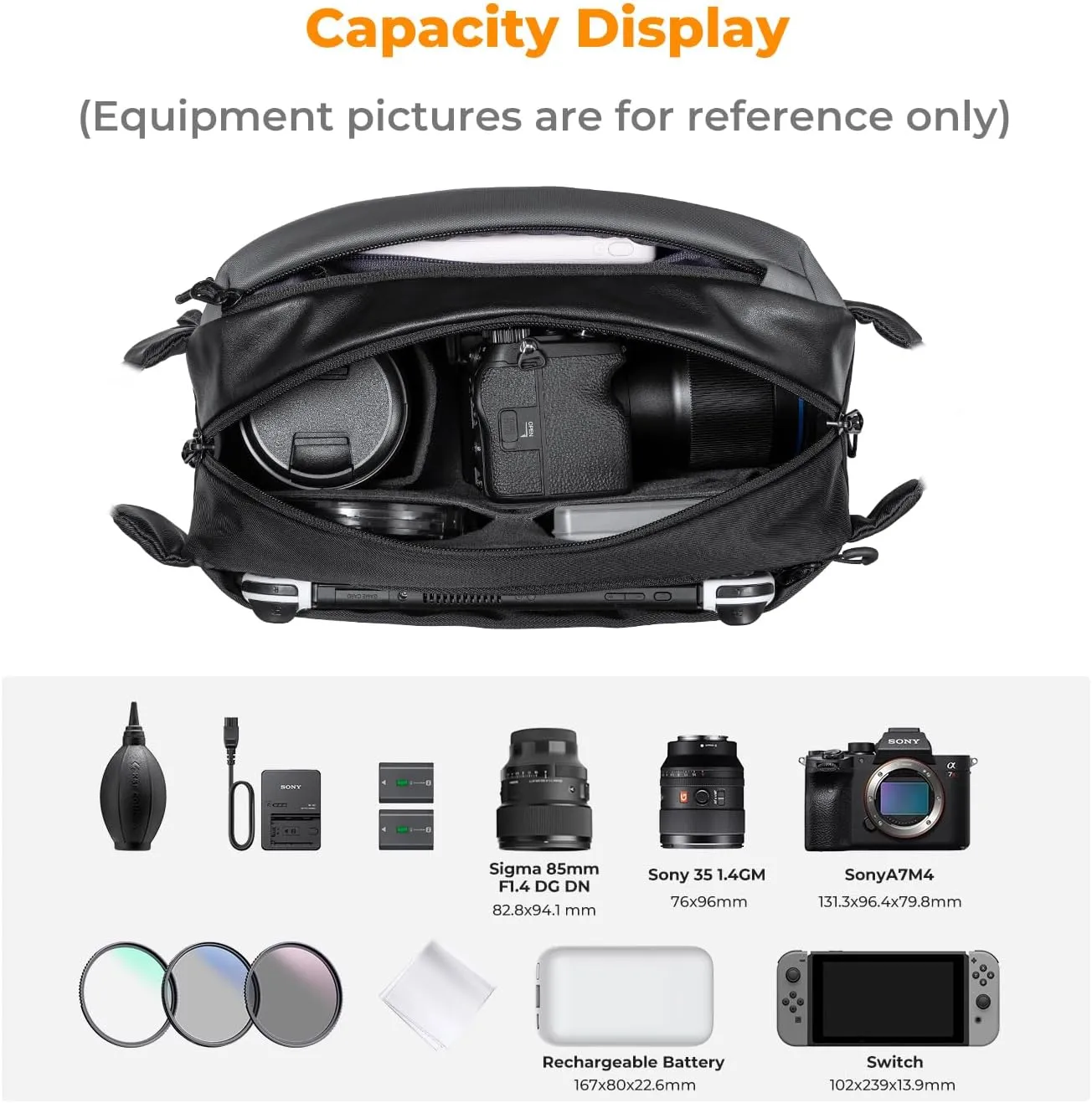 K&F Concept 2 in 1 Sling Bag Everyday Shoulder Bag & Multifunction Photography Crossbody Camera DSLR Backpack Portable Bag
