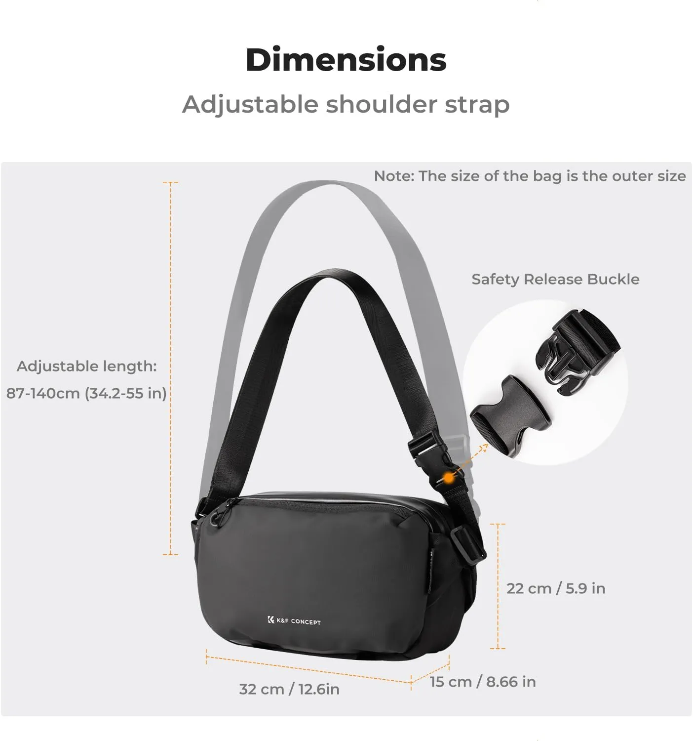 K&F Concept 2 in 1 Sling Bag Everyday Shoulder Bag & Multifunction Photography Crossbody Camera DSLR Backpack Portable Bag