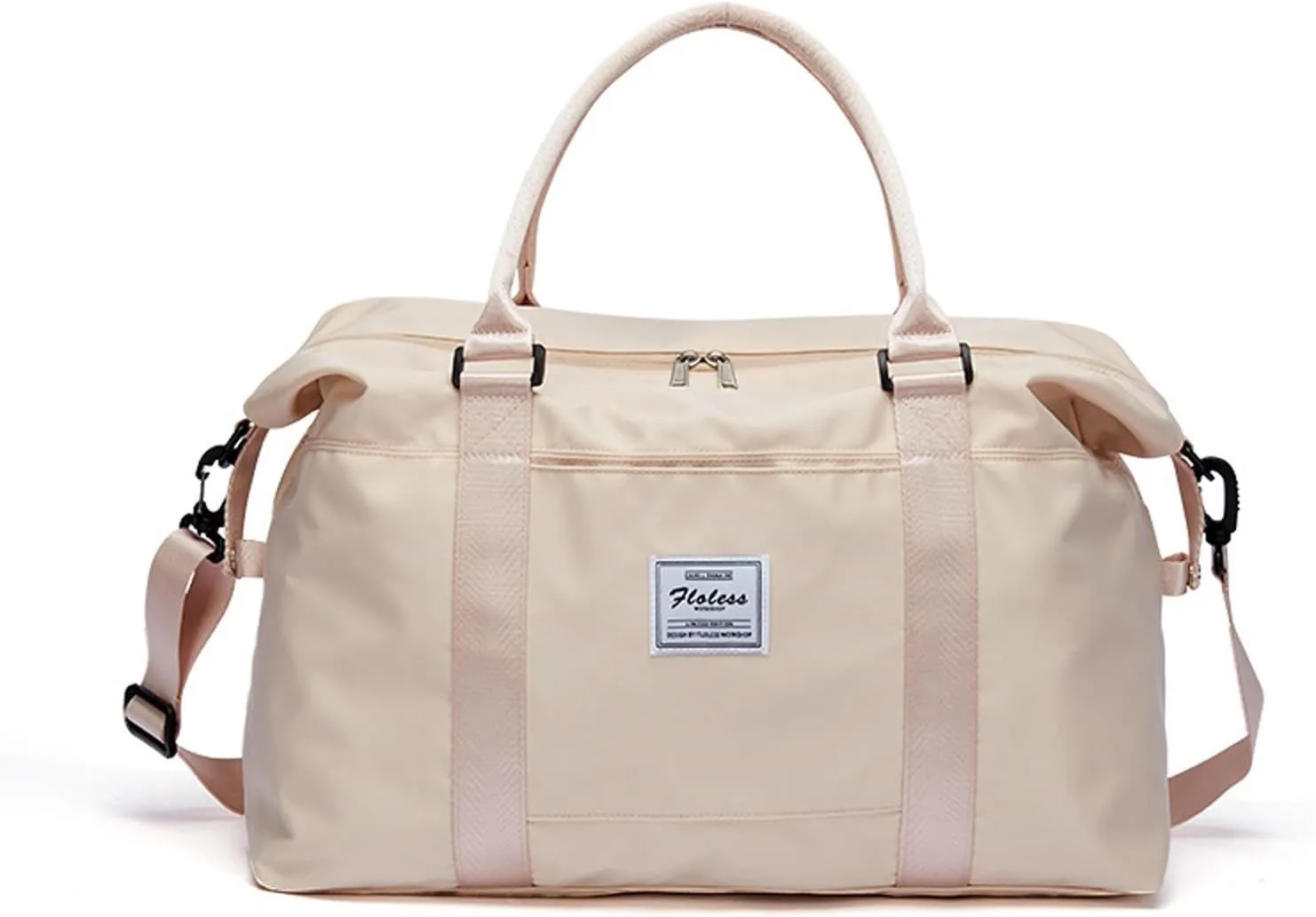 KARRESLY Travel Duffel Bag for Women,Shoulder Weekender Overnight Bag Sports Gym Tote Bag,Waterproof（Beige）