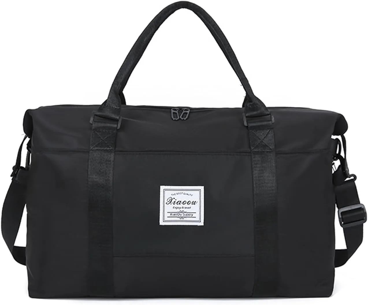 KARRESLY Travel Duffel Bag for Women,Shoulder Weekender Overnight Bag Sports Gym Tote Bag,Waterproof(Black) free size