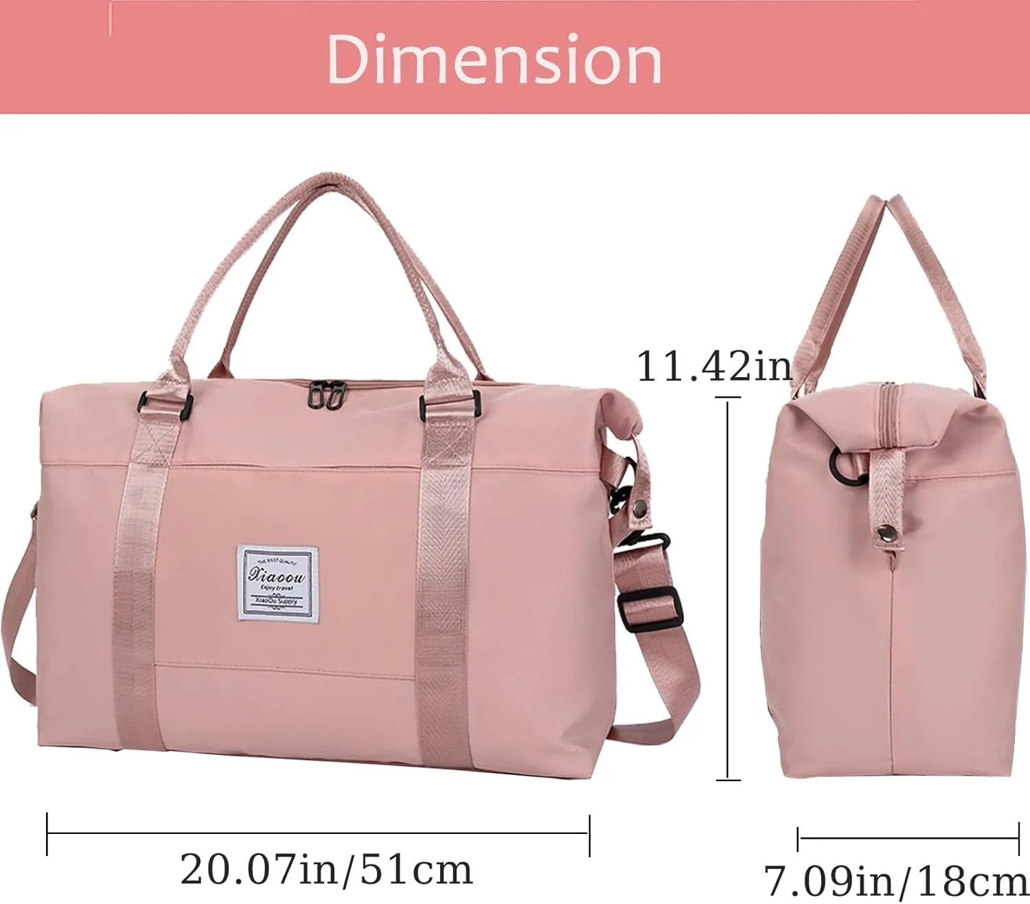 KARRESLY Travel Duffel Bag for Women,Shoulder Weekender Overnight Bag Sports Gym Tote Bag,Waterproof(Black) free size