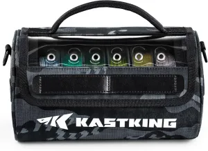 KastKing BaitSpace Line Management Bag, Fishing Line Storage Bag with Water Resistant Nylon, Clear View Window, Removable Divider for Up to 10 Spools, Tangle-free Leader Line Holder