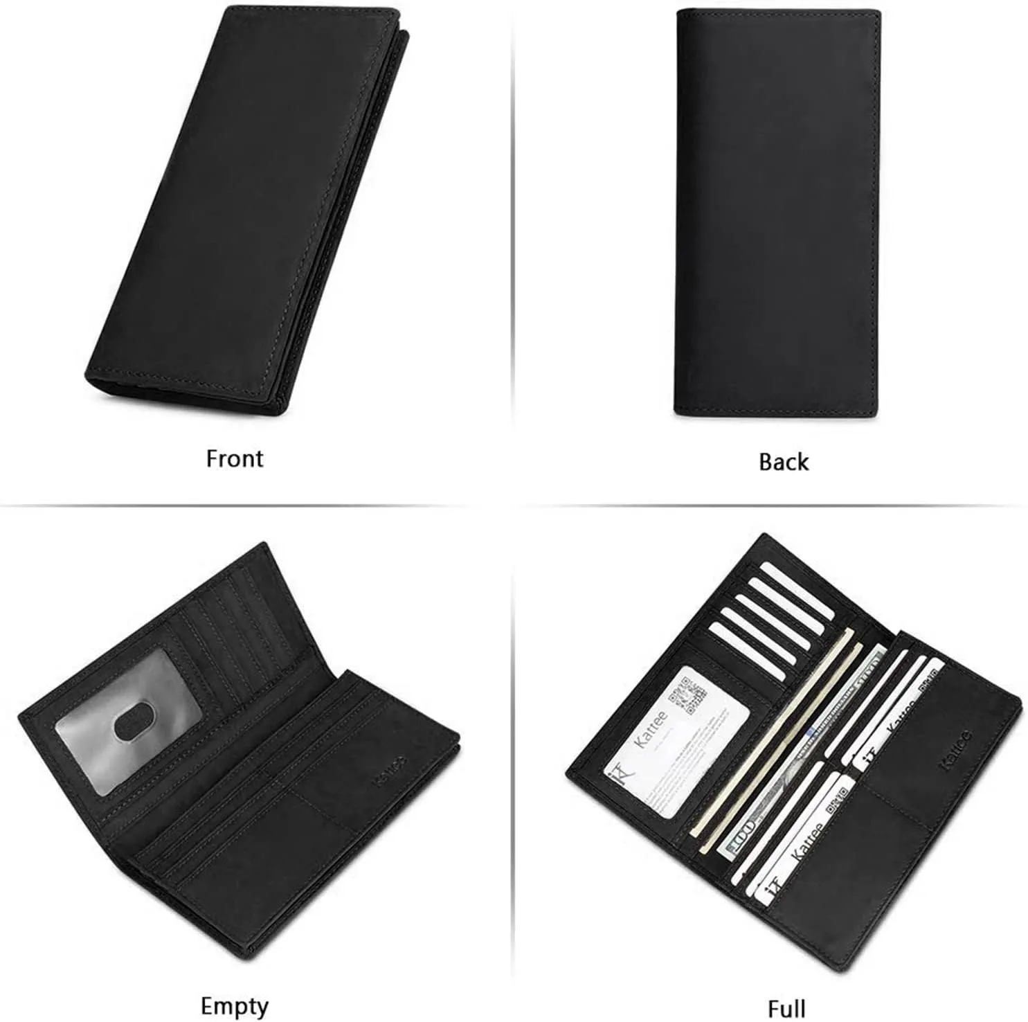 Kattee Men's Vintage Genuine Leather Long Wallet for Checkbook Credit Cards