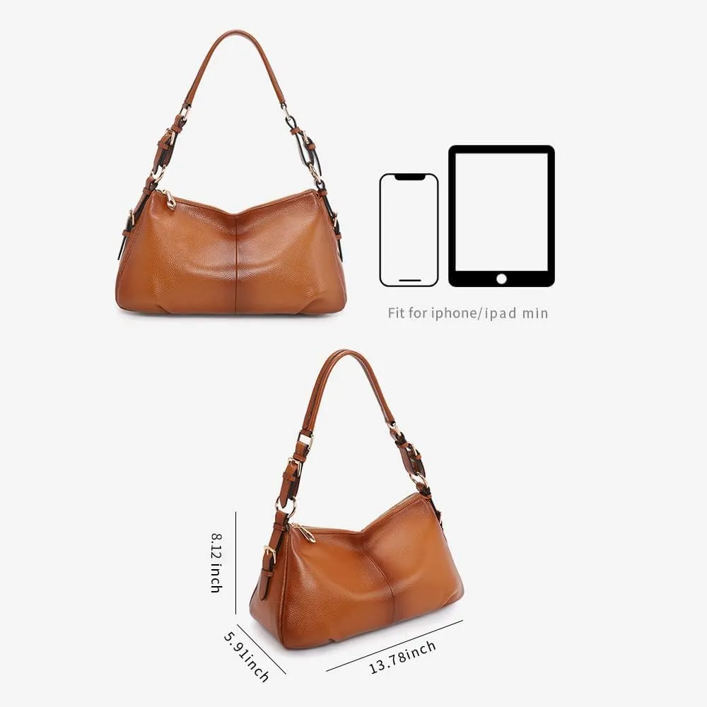 Kattee Soft Leather Hobo Handbags for Women, Genuine Top Handle Bags Vintage Shoulder Purses