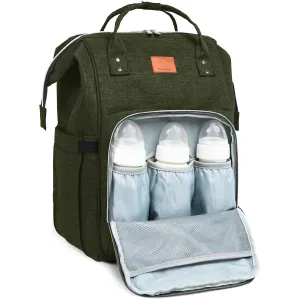 KeaBabies Baby Diaper Bag Backpack - Large Baby Bag for Boys, Girls, Waterproof Multi Function Travel Diaper Backpack with Changing Pad, Durable Travel Essentials for Moms and Dads (Dark Olive)