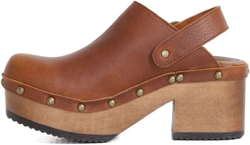 Kebba - Stella - Handmade Platform Clogs with Genuine Leather and Adjustable Buckle, Crafted for Comfort and Style