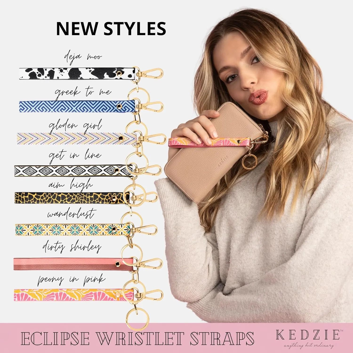 KEDZIE Eclipse Vegan Leather Mix & Match Wristlet Straps Key Chain Holder