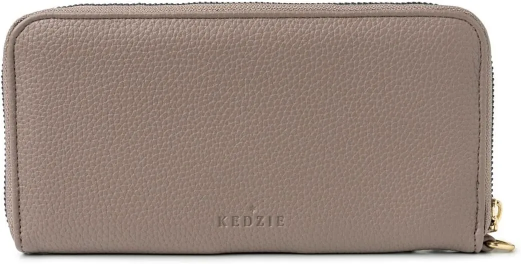 KEDZIE Eclipse Vegan Leather Zip-Around Clutch Wallet Credit Card Holder Phone Wristlet for Women